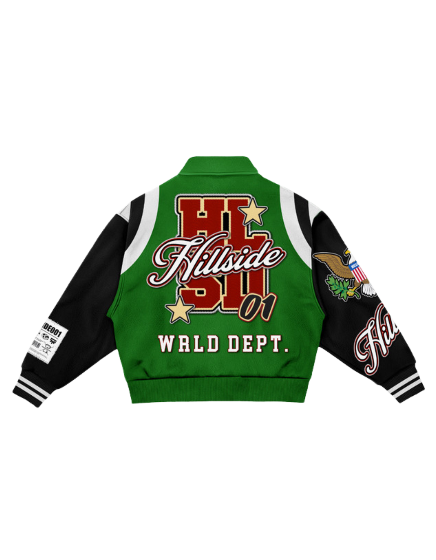 Green “Hillside Wrld Dept” Varsity Jacket