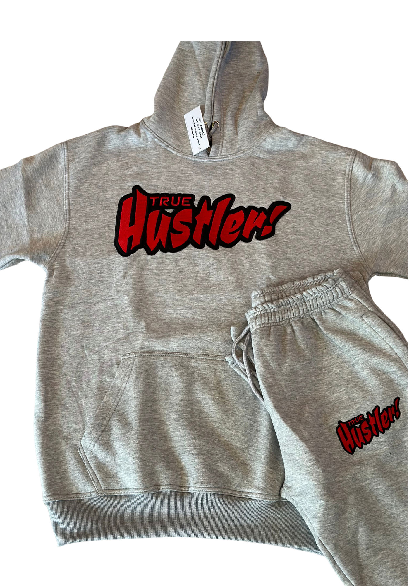 Grey & Red “True Hustler Stacked Pants Set