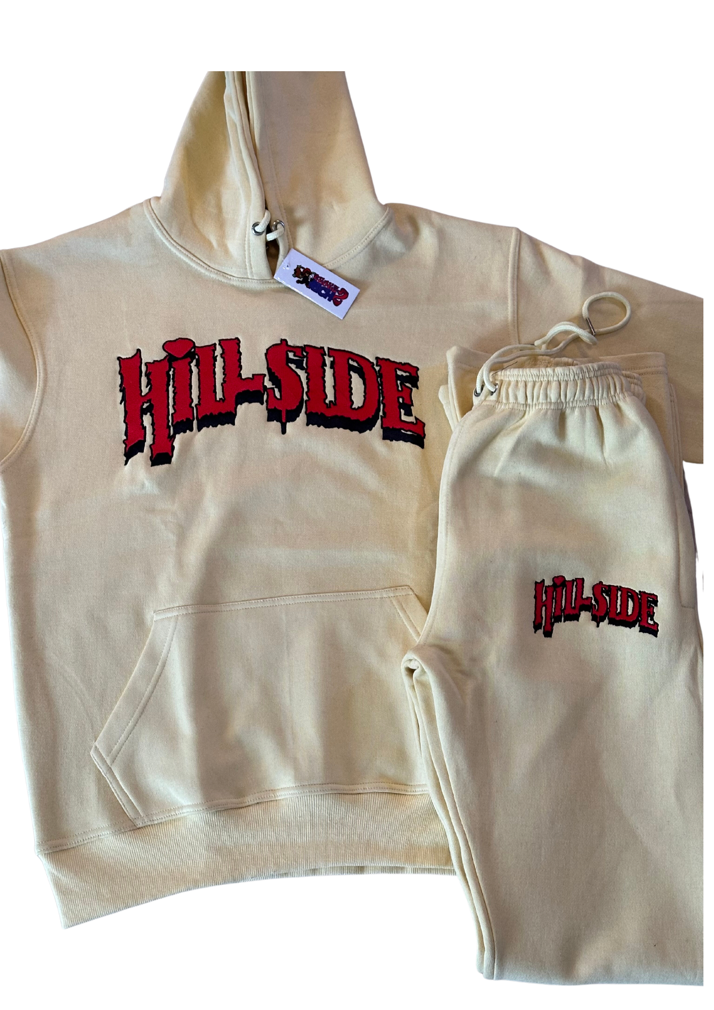 Cream & Red “Hillside Stacked Pants Set”