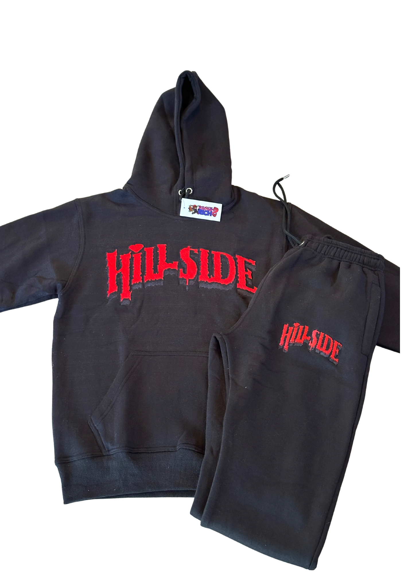 Black & Red “Hillside Stacked Pants Set “