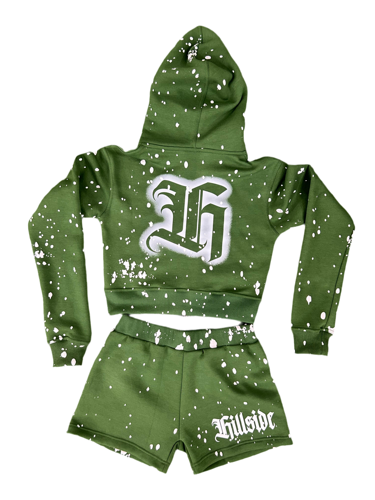 Womens Green Hillside Hoodie/Short Set