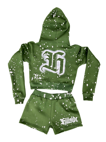 Womens Green Hillside Hoodie/Short Set