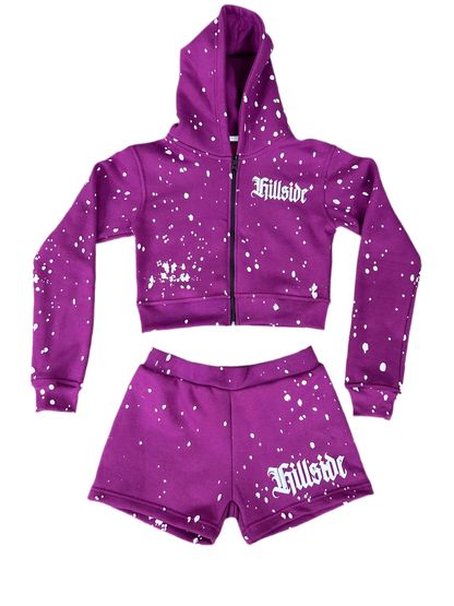 Womens Purple Hillside Hoodie/Short Set