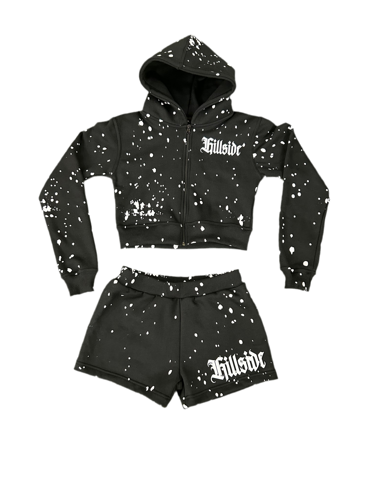 Womens Black Hillside Hoodie/Short Set