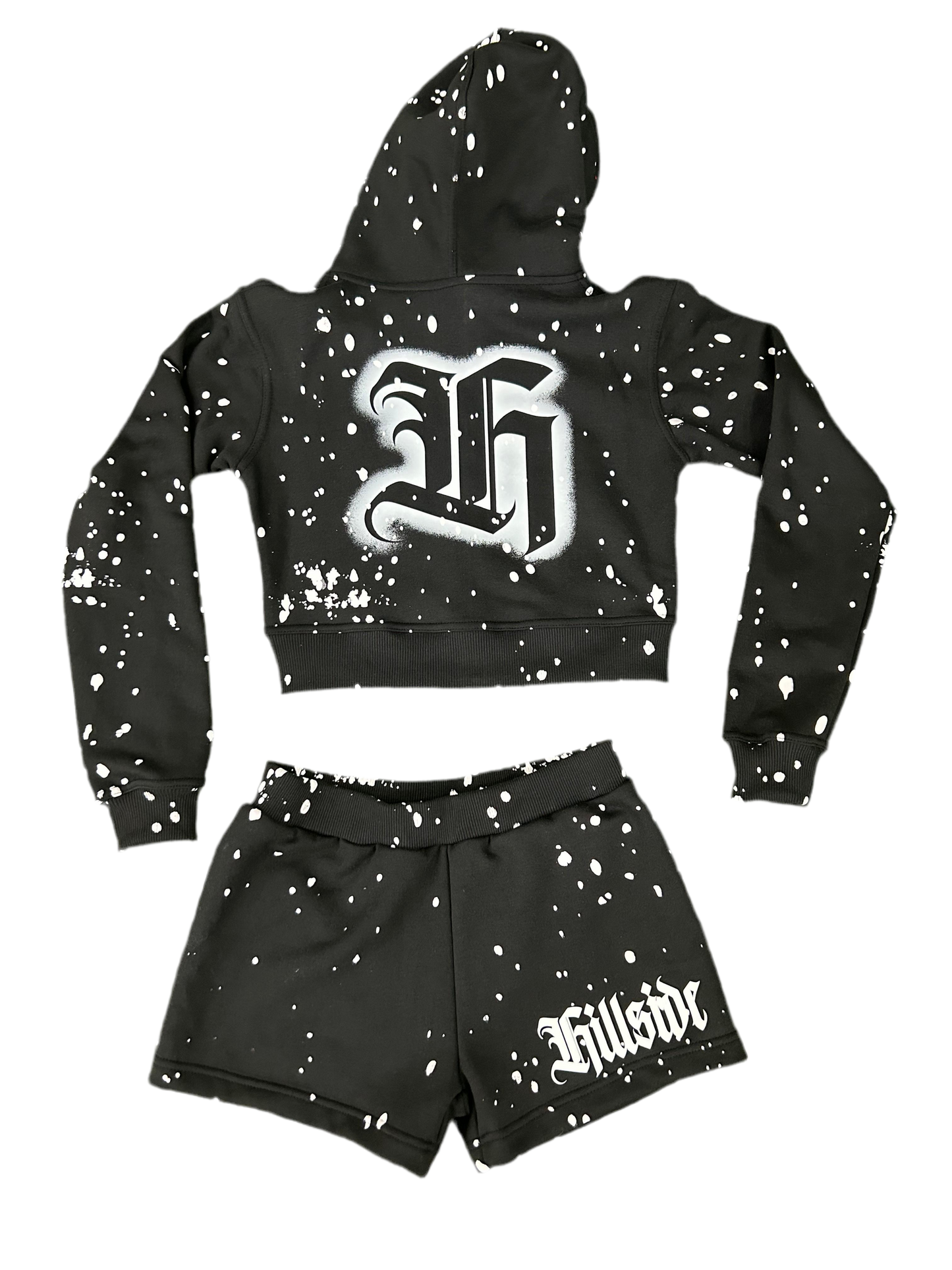 Womens Black Hillside Hoodie/Short Set