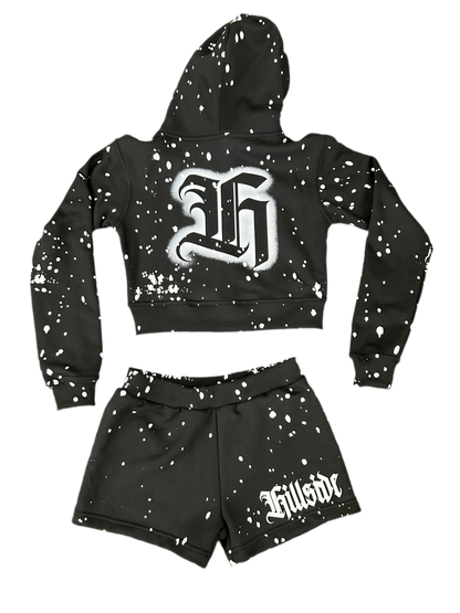 Womens Black Hillside Hoodie/Short Set