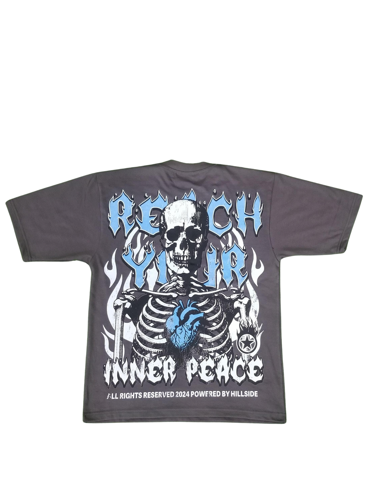 Gray & light blue“ Reach Your Inner Peace “ T-Shirt