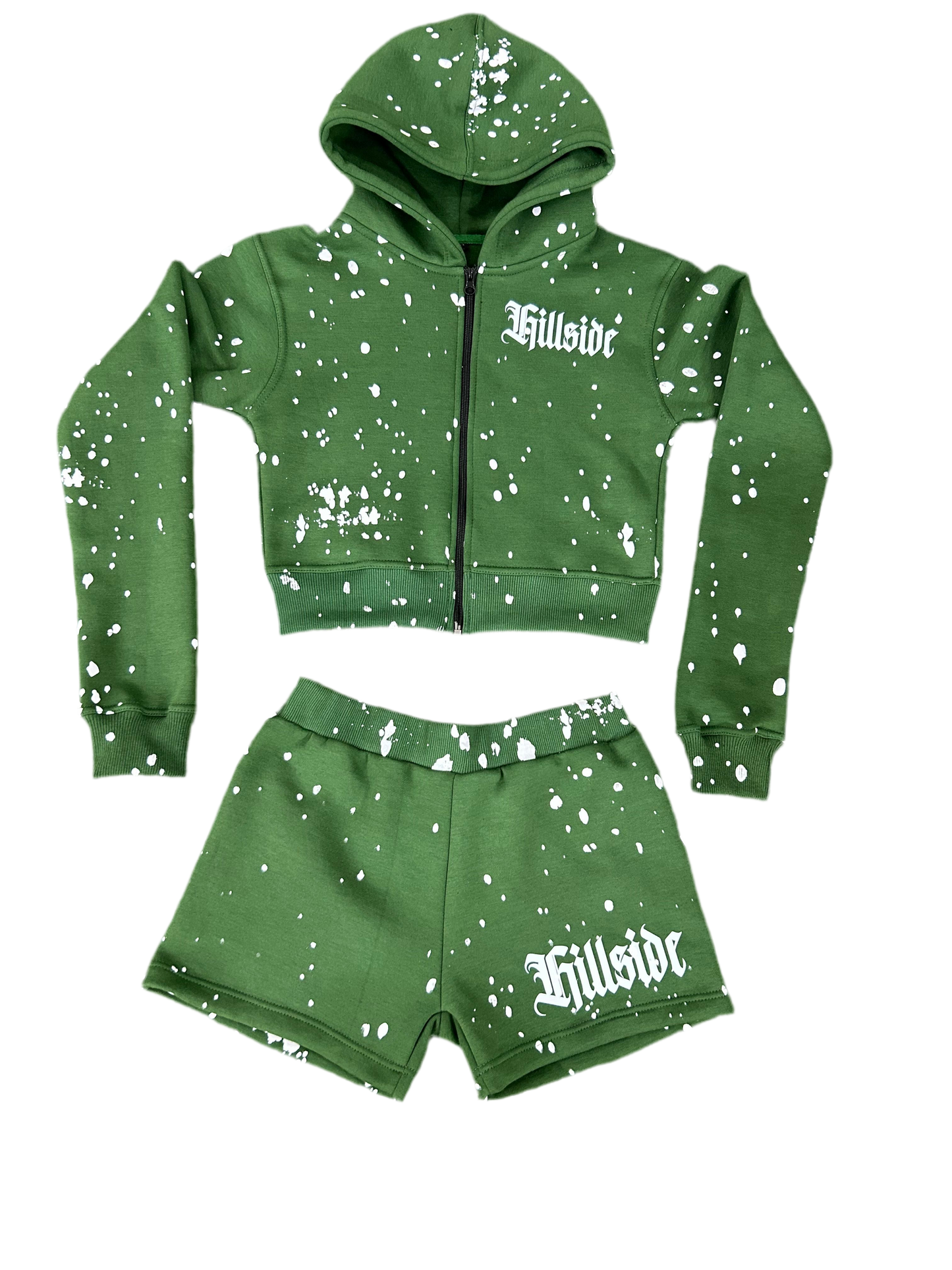 Womens Green Hillside Hoodie/Short Set