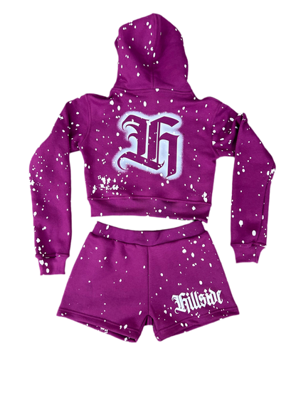 Womens Purple Hillside Hoodie/Short Set