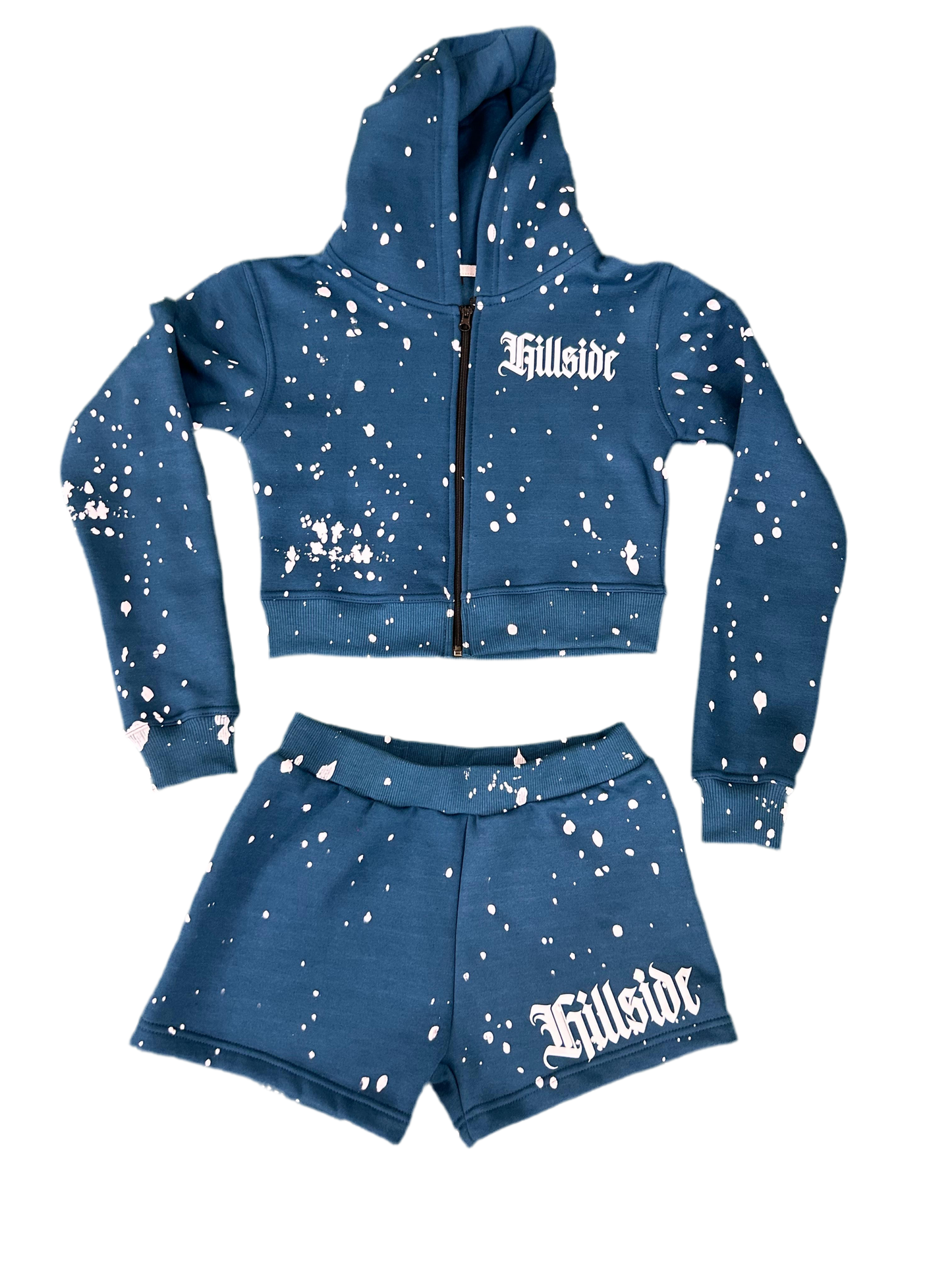 Womens Blue Hillside Hoodie/Short Set