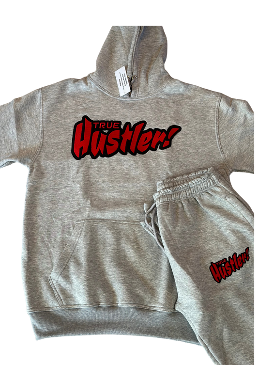 Grey & Red “True Hustler Stacked Pants Set